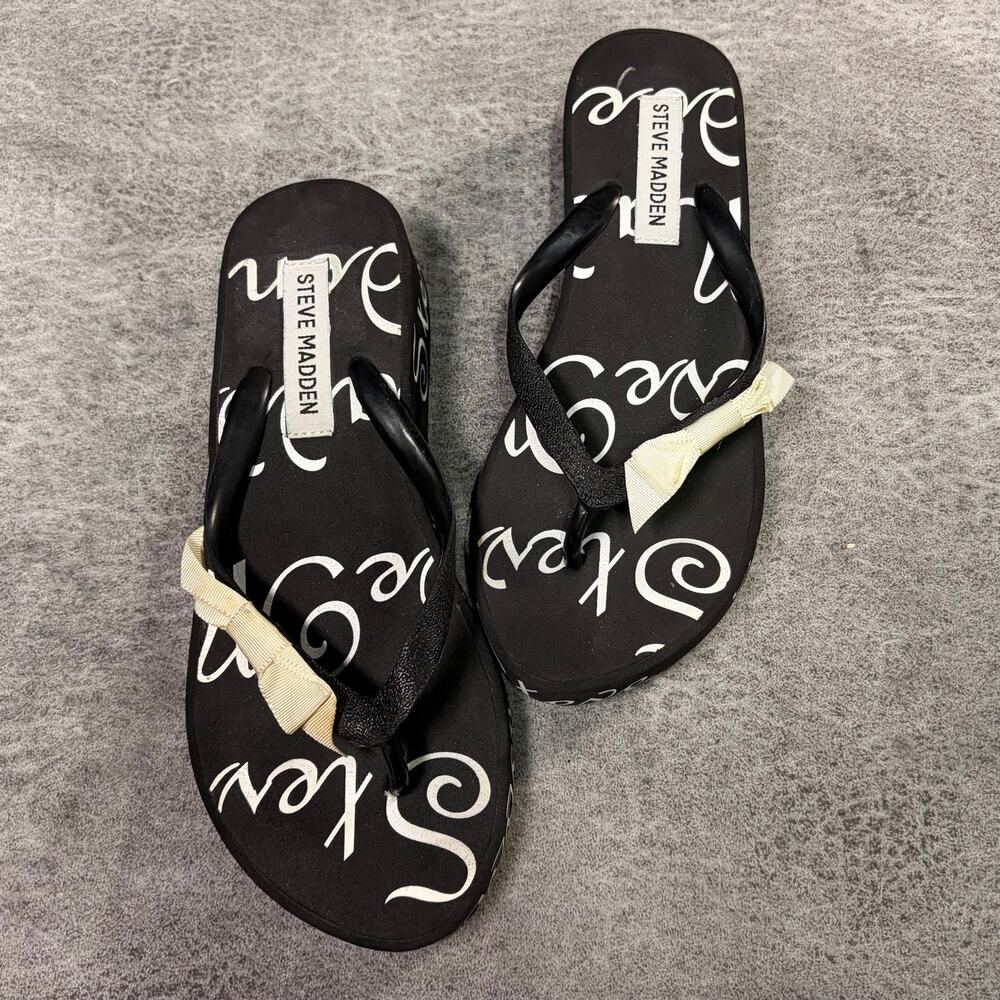 Black Steve Madden Bow Platform Sandals